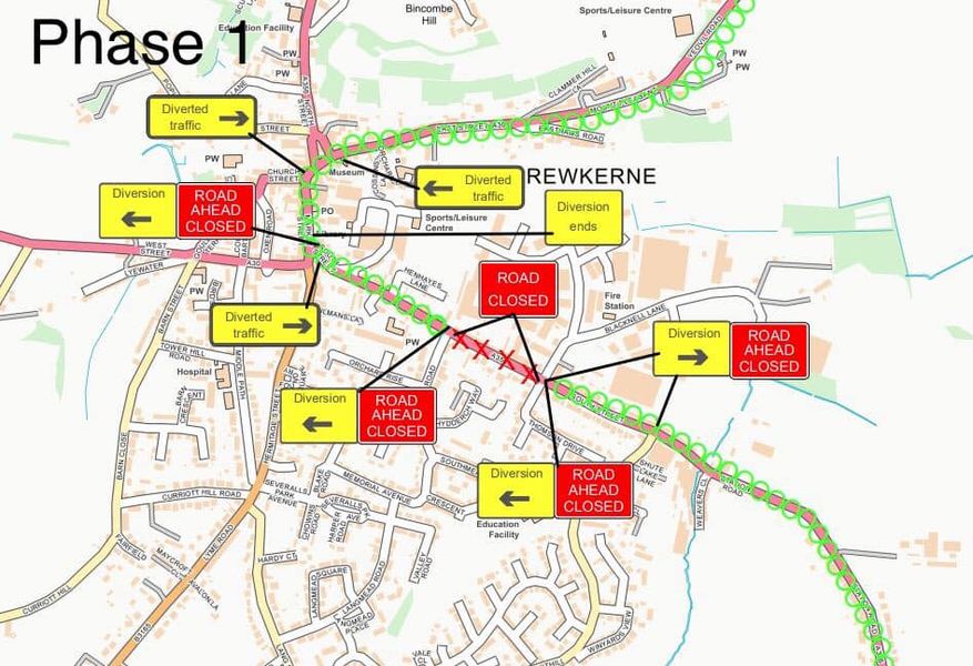 phase 1 road closure in crewkerne